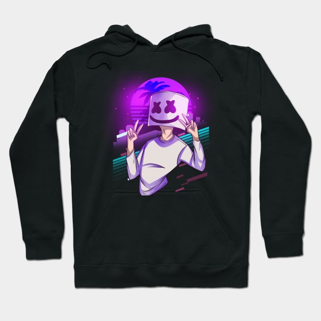 Marshmello Retrowave Party Hoodie by DenielHast